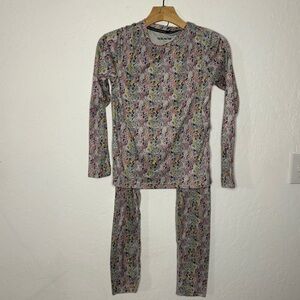 Terramar Base Layer Set Youth Large Climasense 2.0 Free Ride Pattern Blue Pink